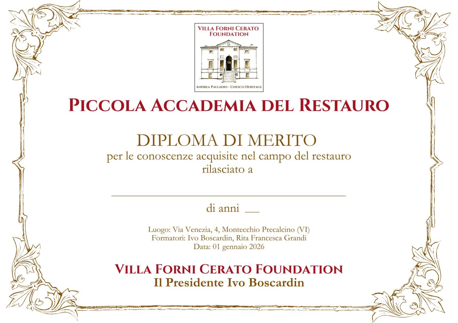 Diploma Accademia del Restauro